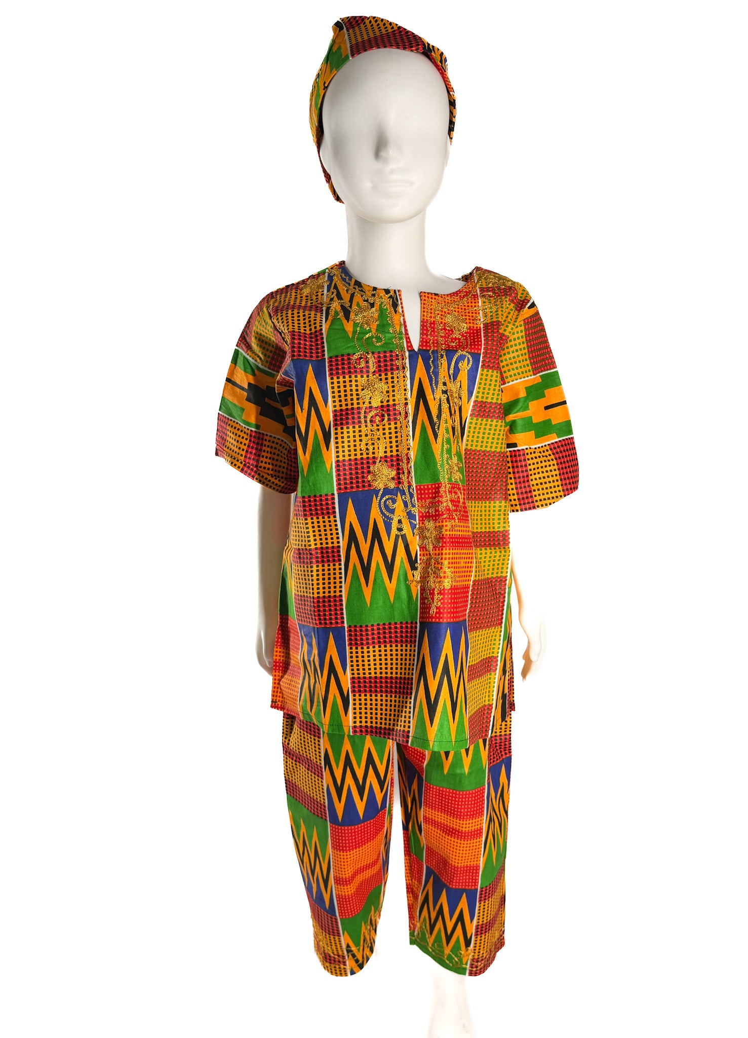 Boy's Kente Top and Down with Cap