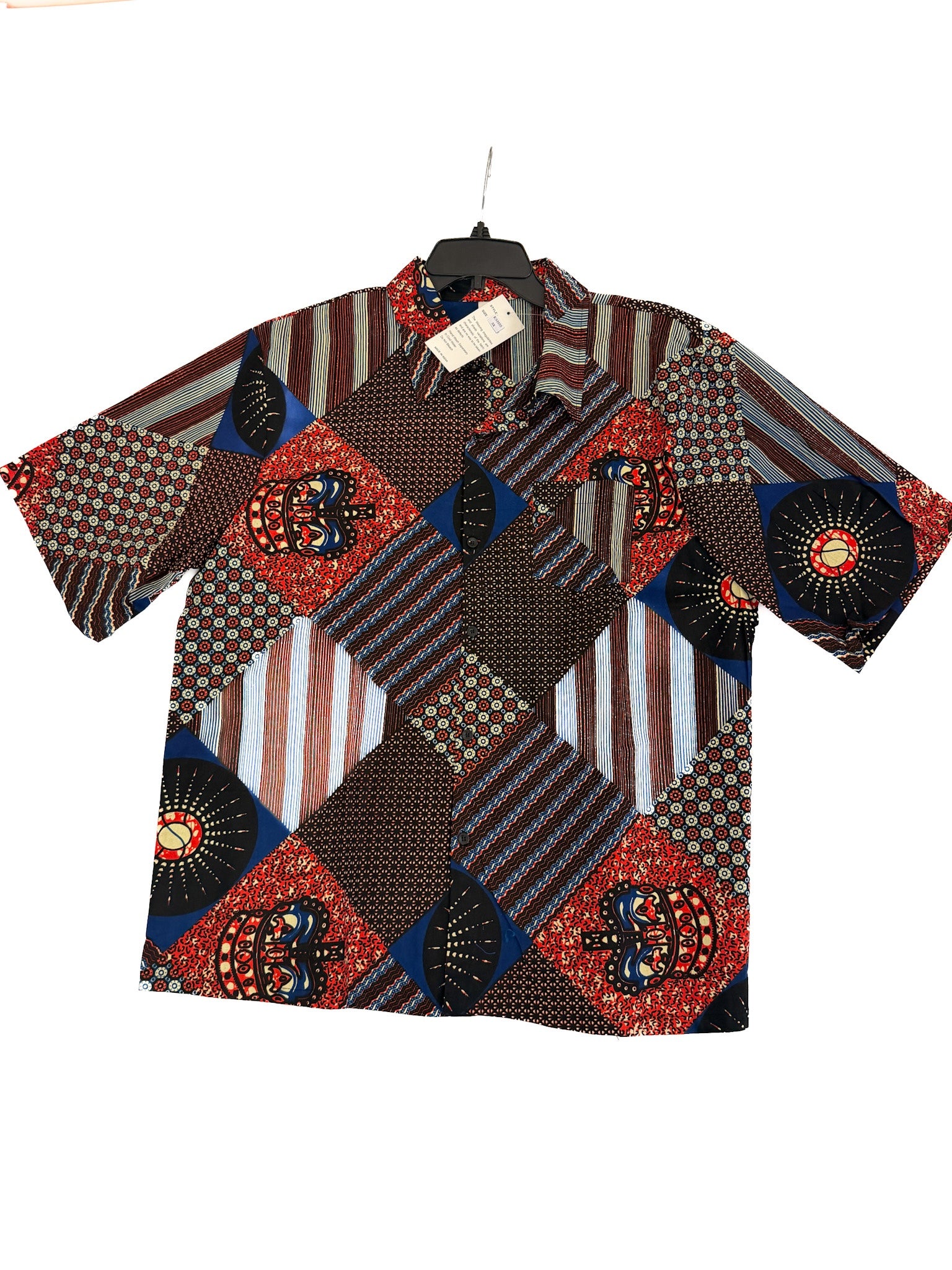 Short-Sleeves Men's African Mixed Print Shirt