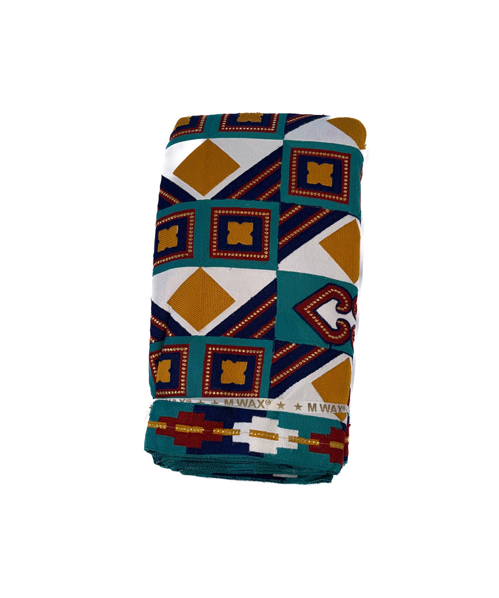 Exclusive Embroidered  Obama Gold Kente 12 Yards